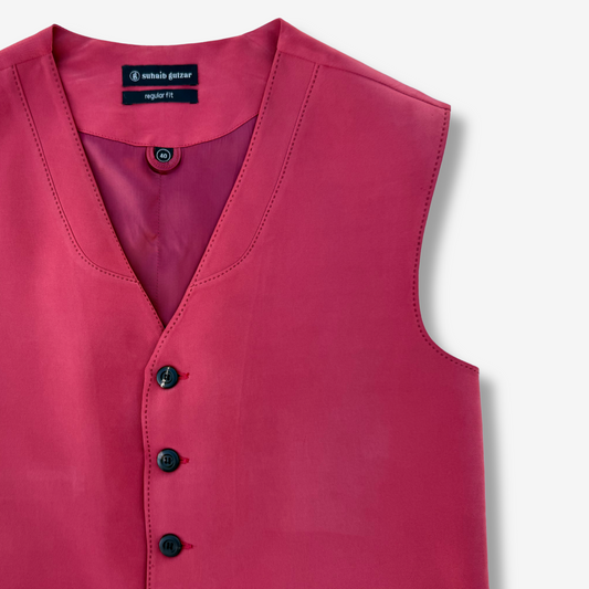 Men's Rich Burgundy Stone Wash Waistcoat - 228001