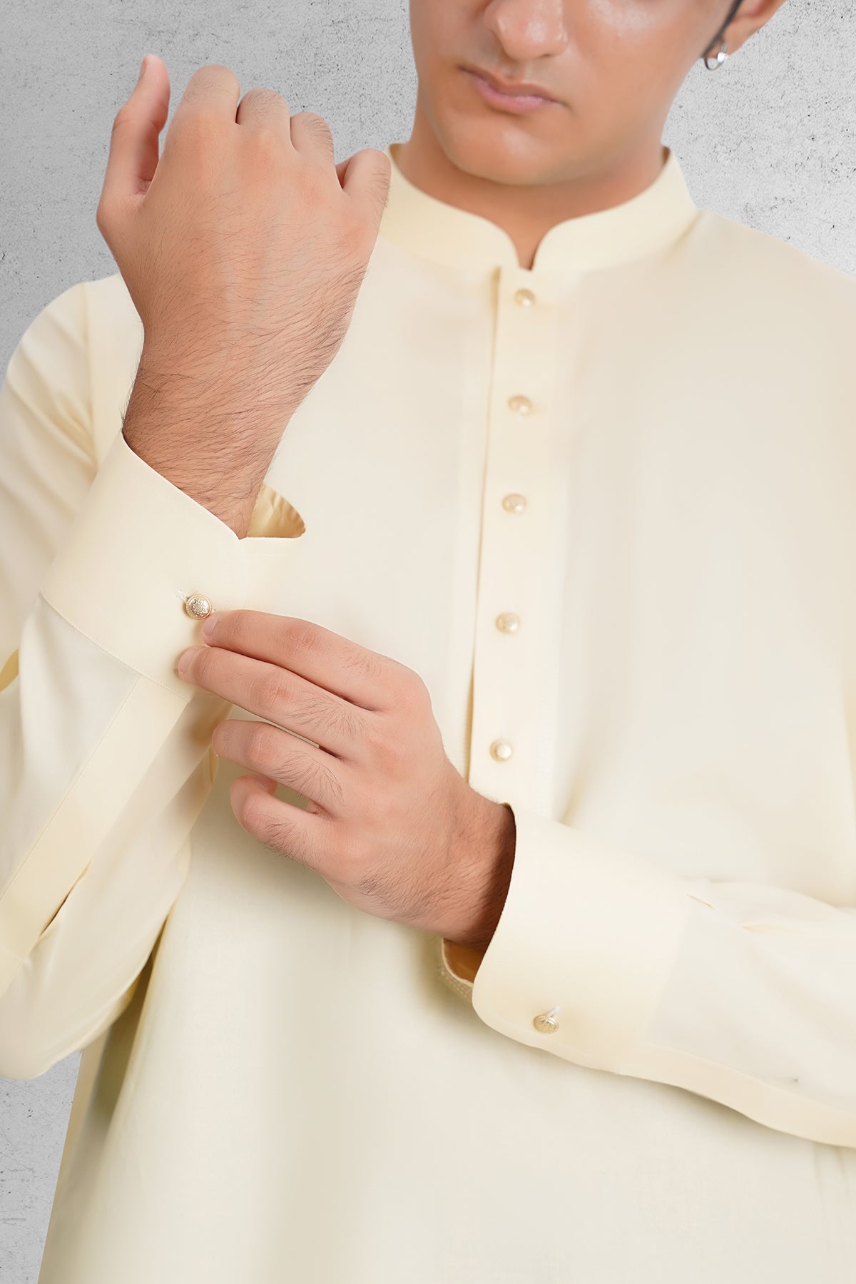 Men's Butter Yellow Shalwar Kameez - 111028