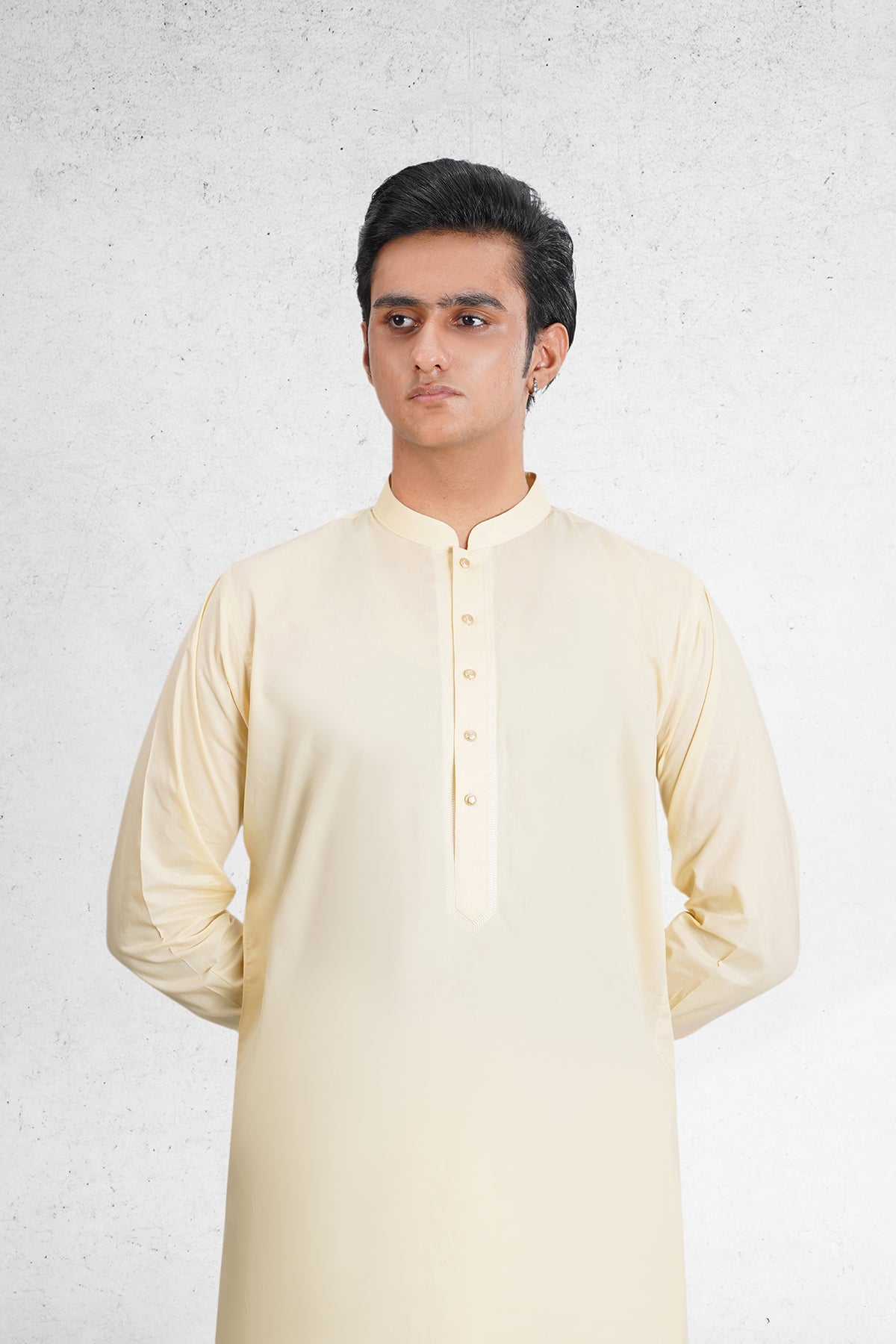 Men's Butter Yellow Shalwar Kameez - 111028