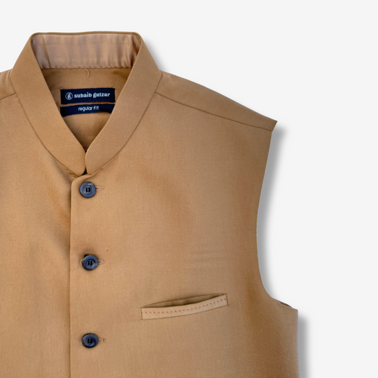 Men's Camel Beige Polo Waistcoat - 227004