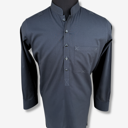 Men's Charcoal Gray Cotton Shalwar Kameez - 111009