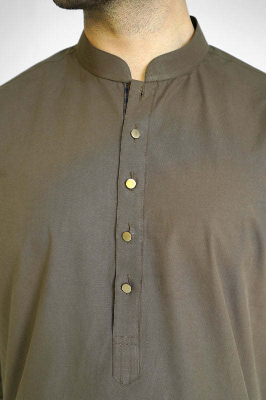 Men's Cotton Tobacco Brown Shalwar Kameez - 111020