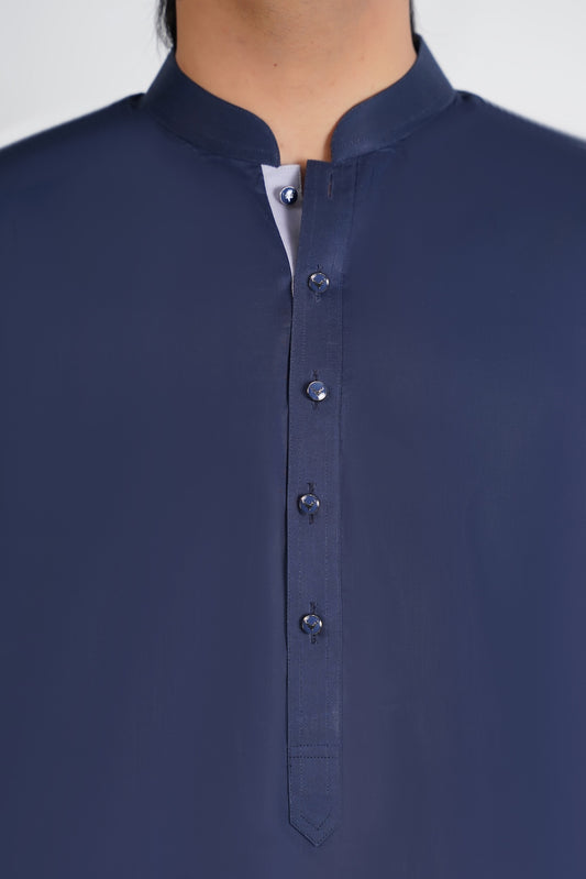 Men's Dark Blue Shalwar Kameez - 111030