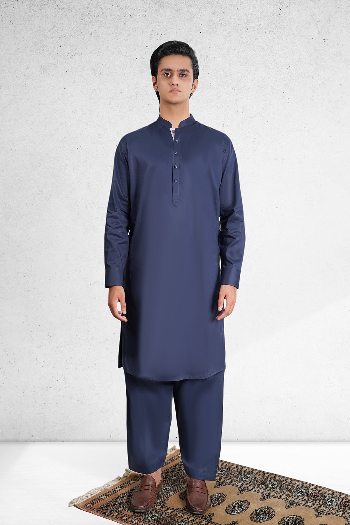 Men's Dark Blue Shalwar Kameez - 111030