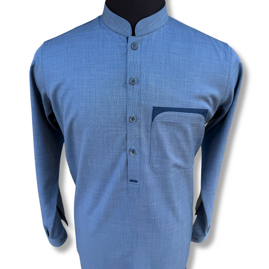 Men's Denim Blue Shalwar Kameez - 113004