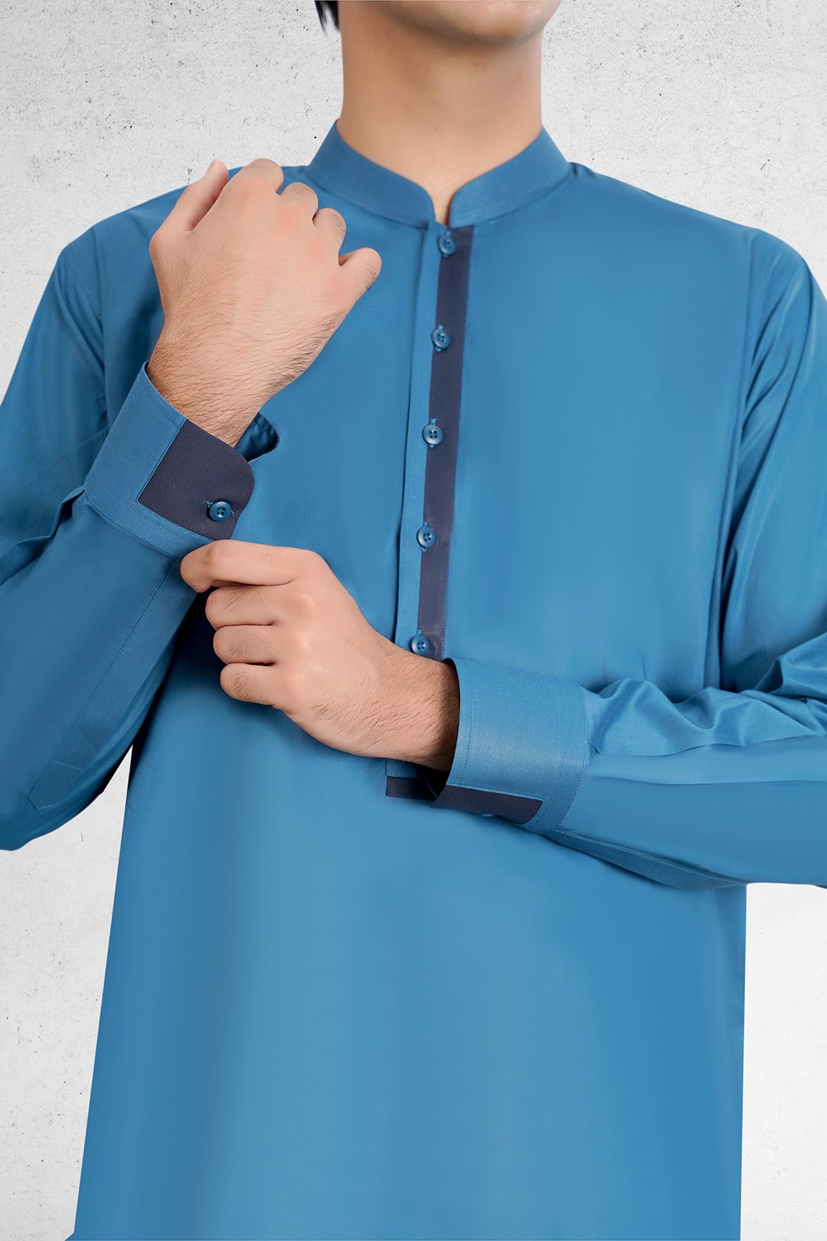 Men's Flat Blue Shalwar Kameez - 111032