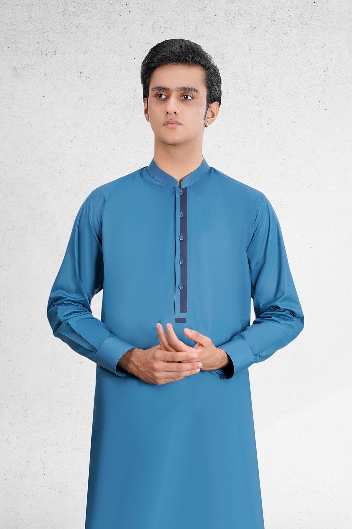 Men's Flat Blue Shalwar Kameez - 111032