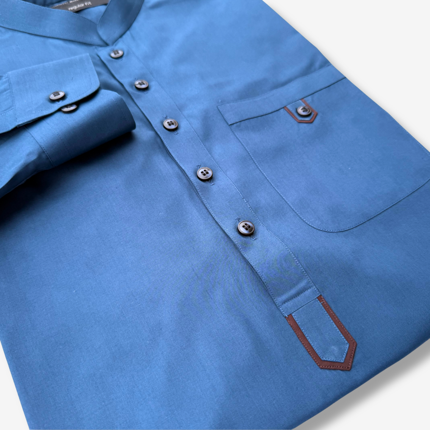 Men's Flat Blue Wash & Wear Shalwar Kameez - 112004