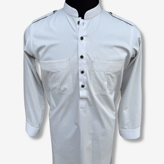 Men's Frost White Cotton Shalwar Kameez - 111007