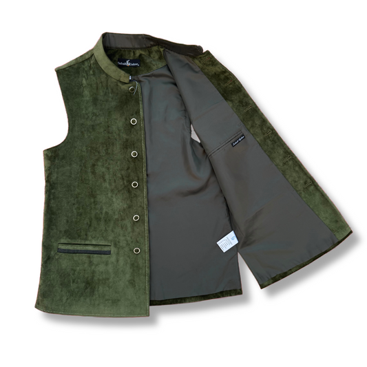 Men's Fuscous Green Corduroy Waistcoat - 224003