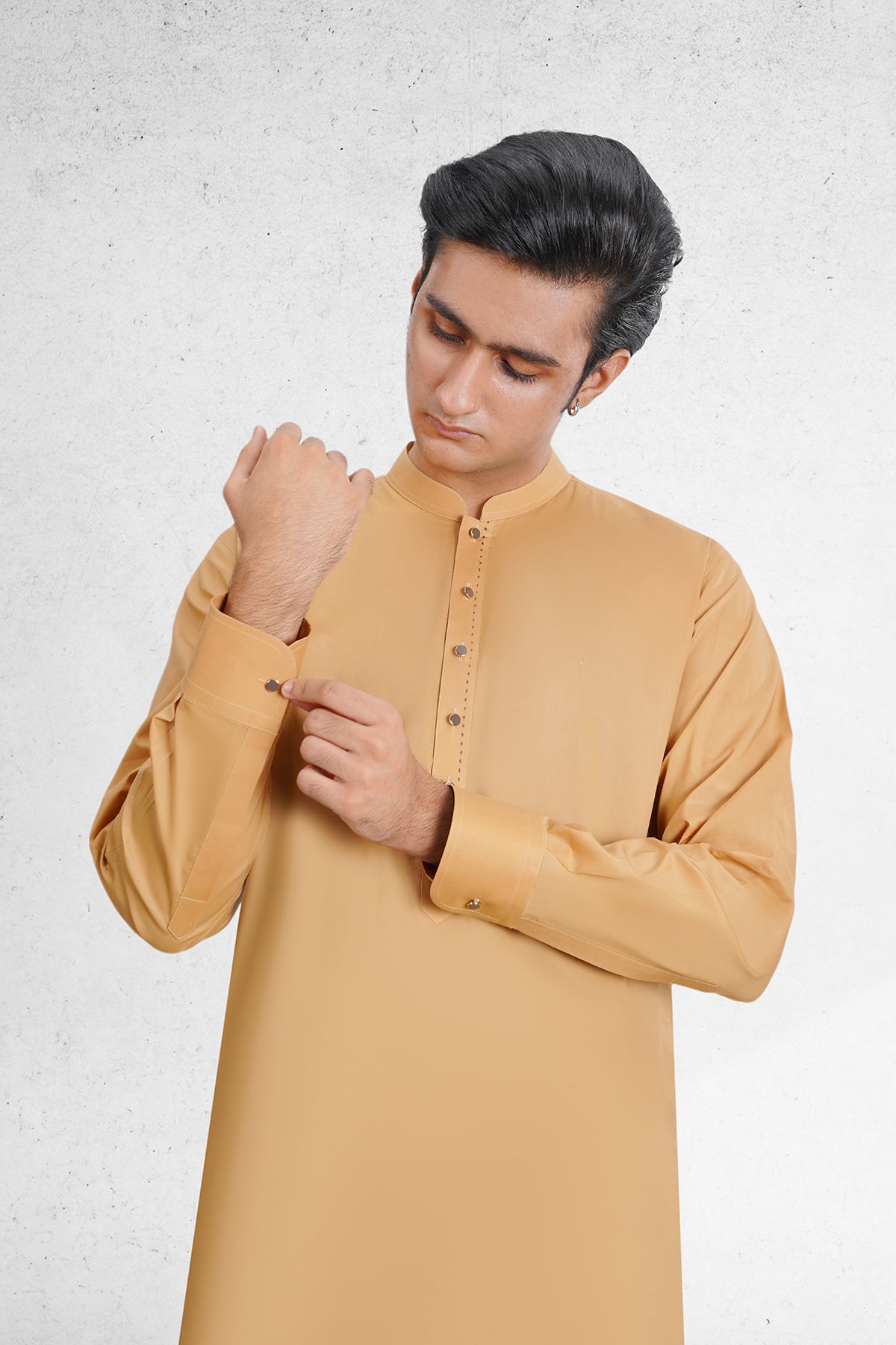 Men's Golden Brown Shalwar Kameez - 111033