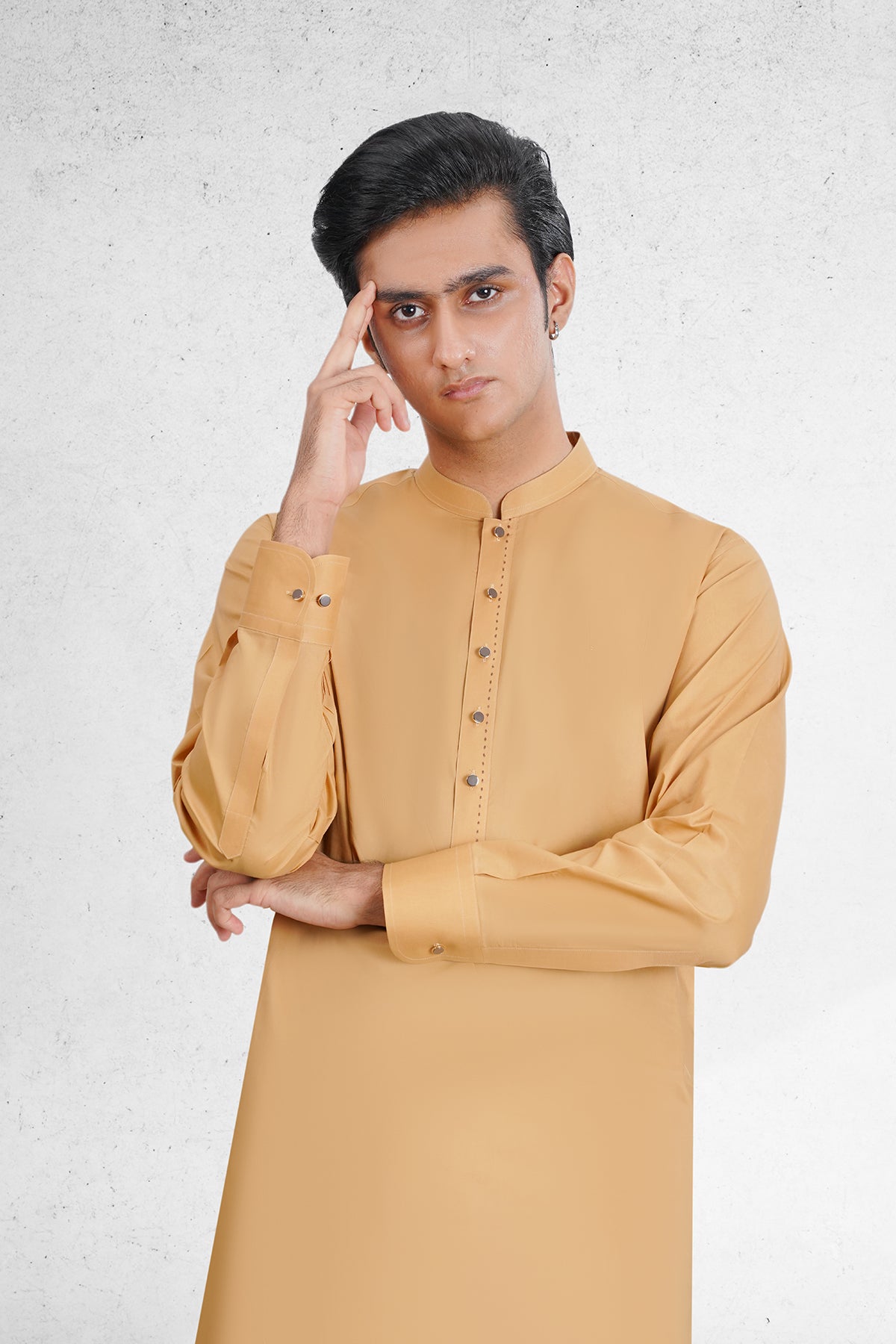 Men's Golden Brown Shalwar Kameez - 111033