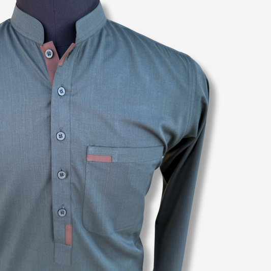 Men's Green Cyan Wash & Wear Shalwar Kameez - 112003