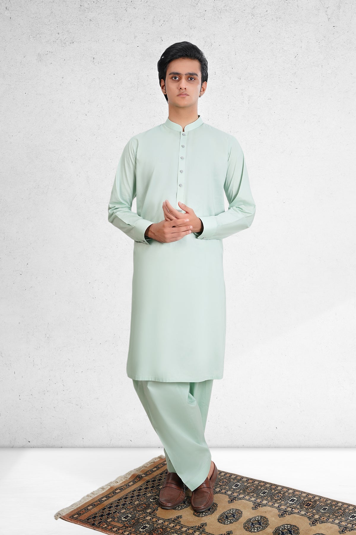 Men's Light Teal Shalwar Kameez - 111023