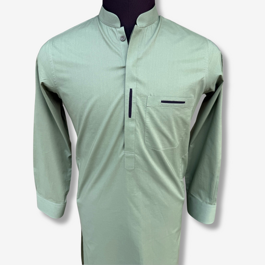 Men's Pastel Green Cotton Shalwar Kameez - 111001