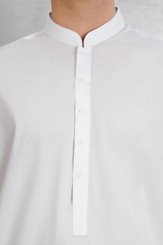 Men's Pearl White Shalwar Kameez - 111029