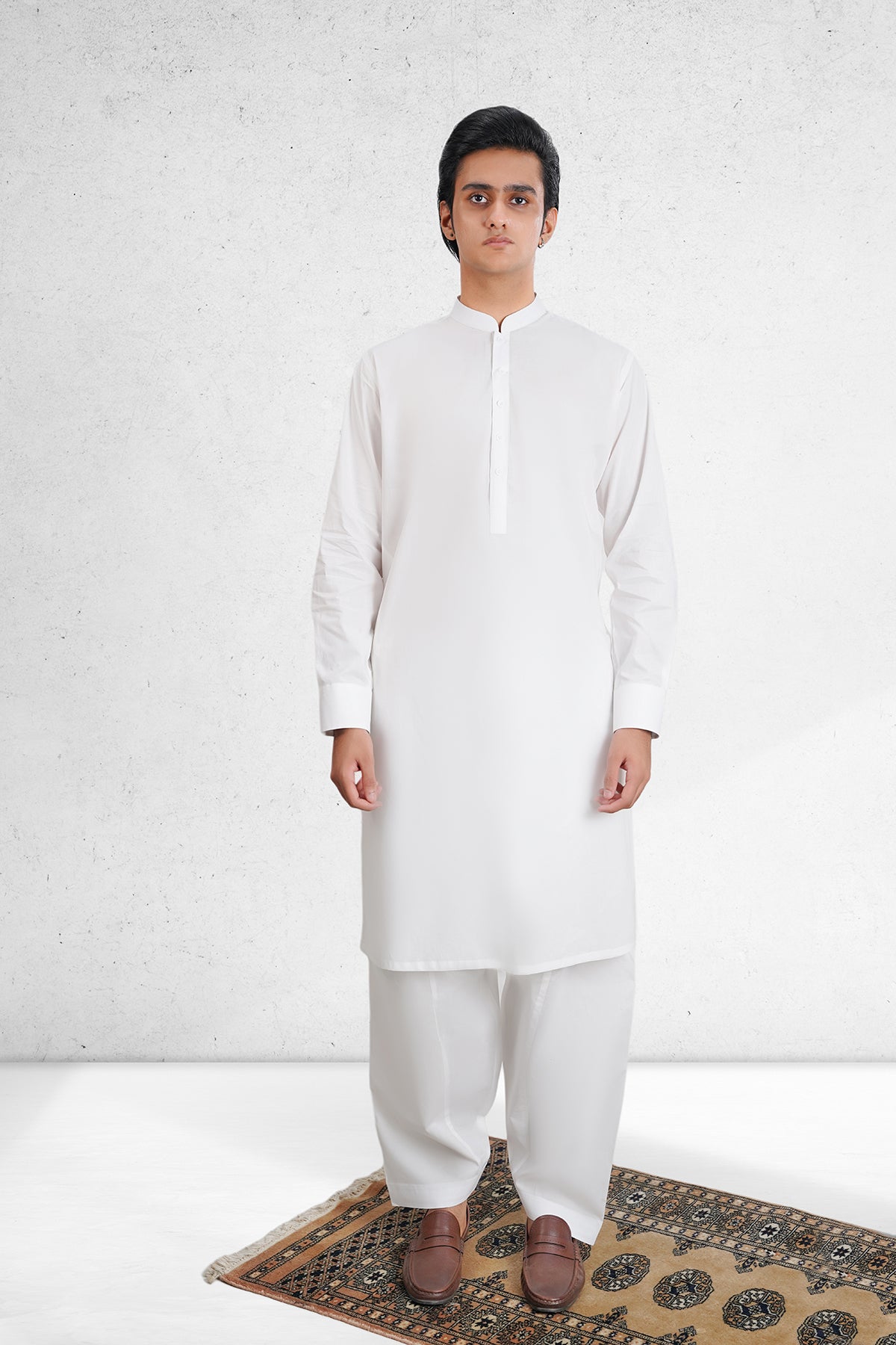 Men's Pearl White Shalwar Kameez - 111029