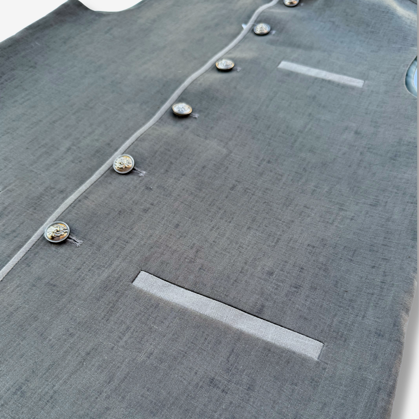 Men's Retreat Green Linen Waistcoat - 225004