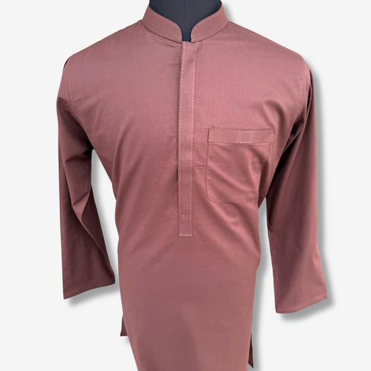 Men's Rust Brown Cotton Kurta - 551005