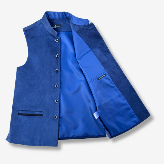 Men's Sapphire Blue Corduroy Waistcoat - 224010