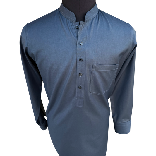 Men's Smoky Blue Shalwar Kameez - 113005