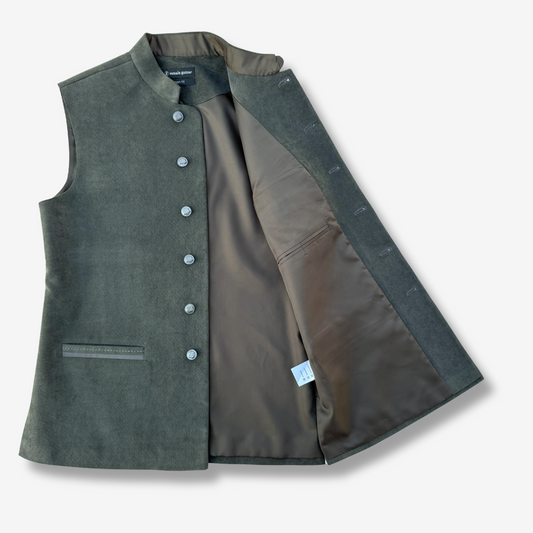 Men's Smoky Green Corduroy Waistcoat - 224011