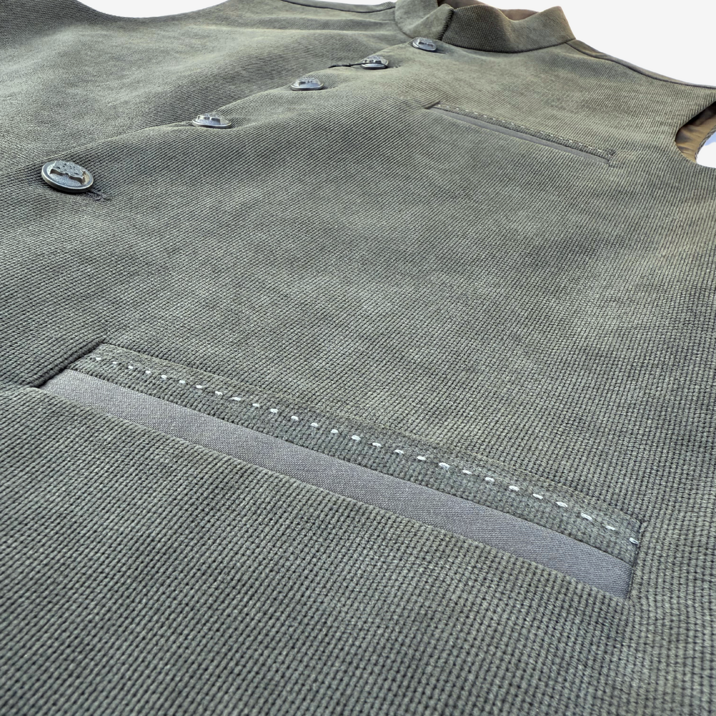 Men's Smoky Green Corduroy Waistcoat - 224011