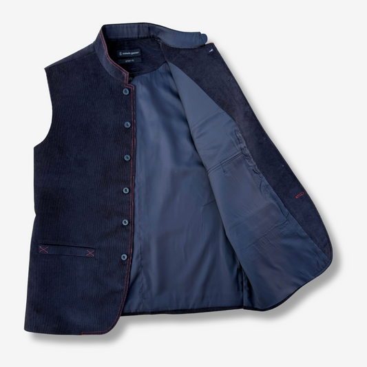 Men's Space Blue Corduroy Waistcoat - 224008