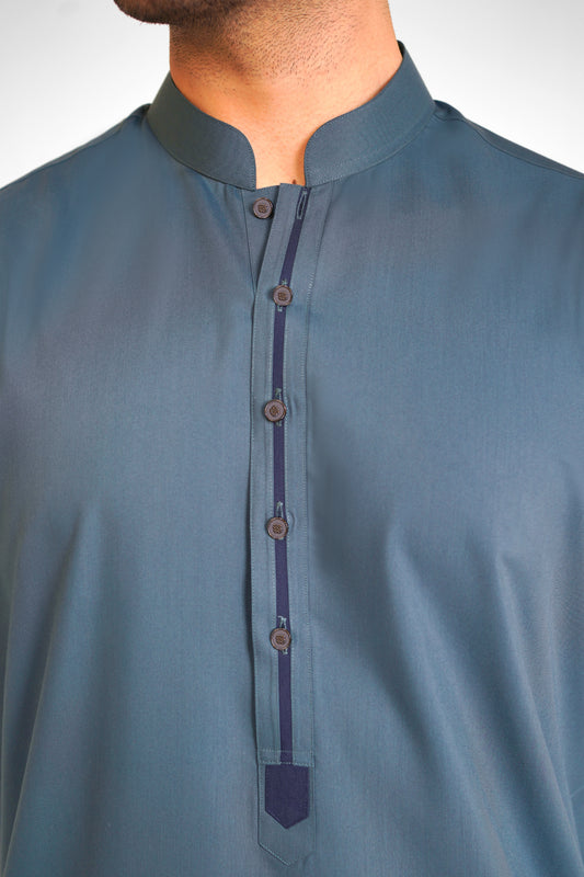 Men's W&W Blend Dusty Blue Shalwar Kameez - 112012