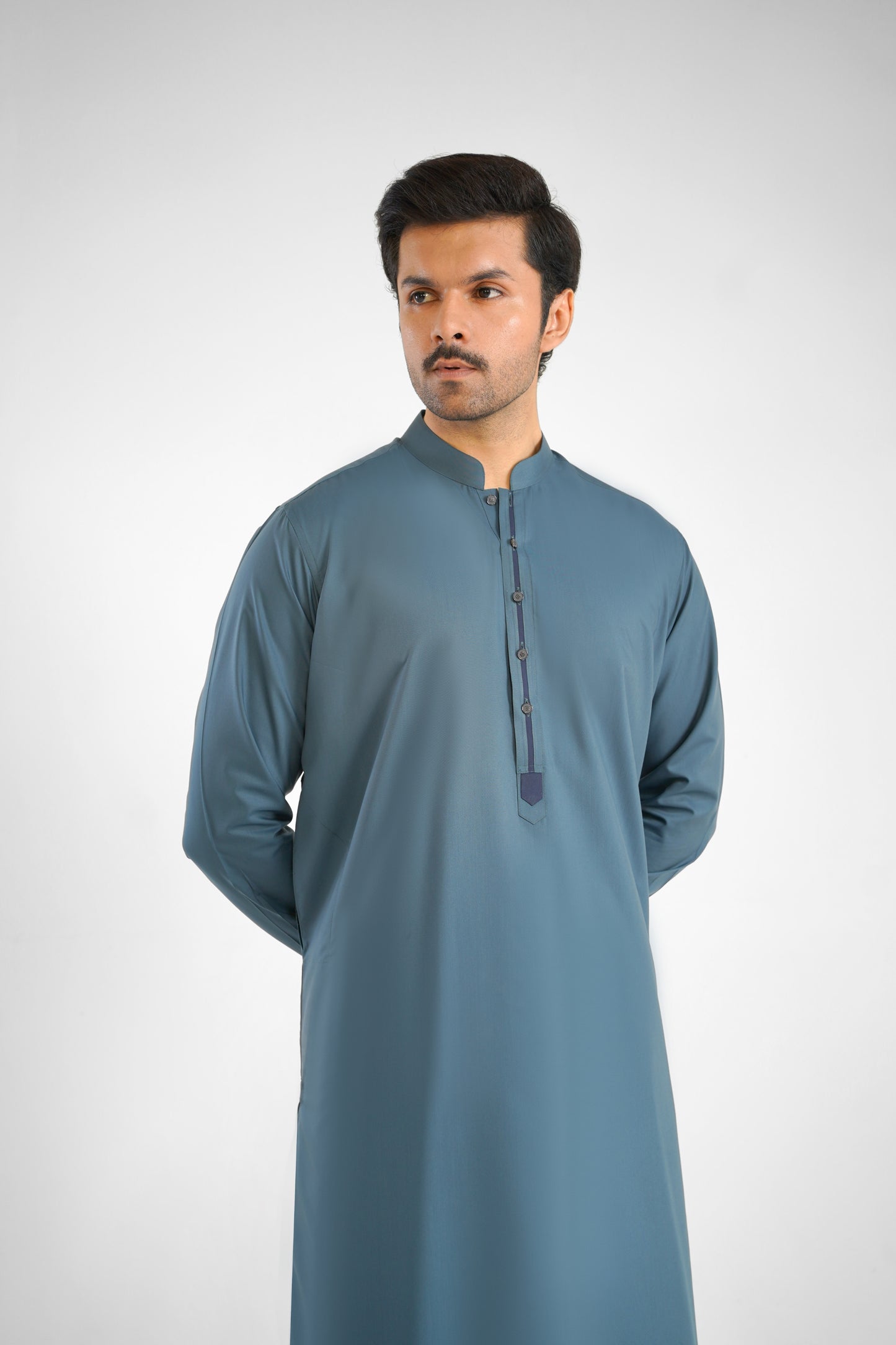 Men's W&W Blend Dusty Blue Shalwar Kameez - 112012