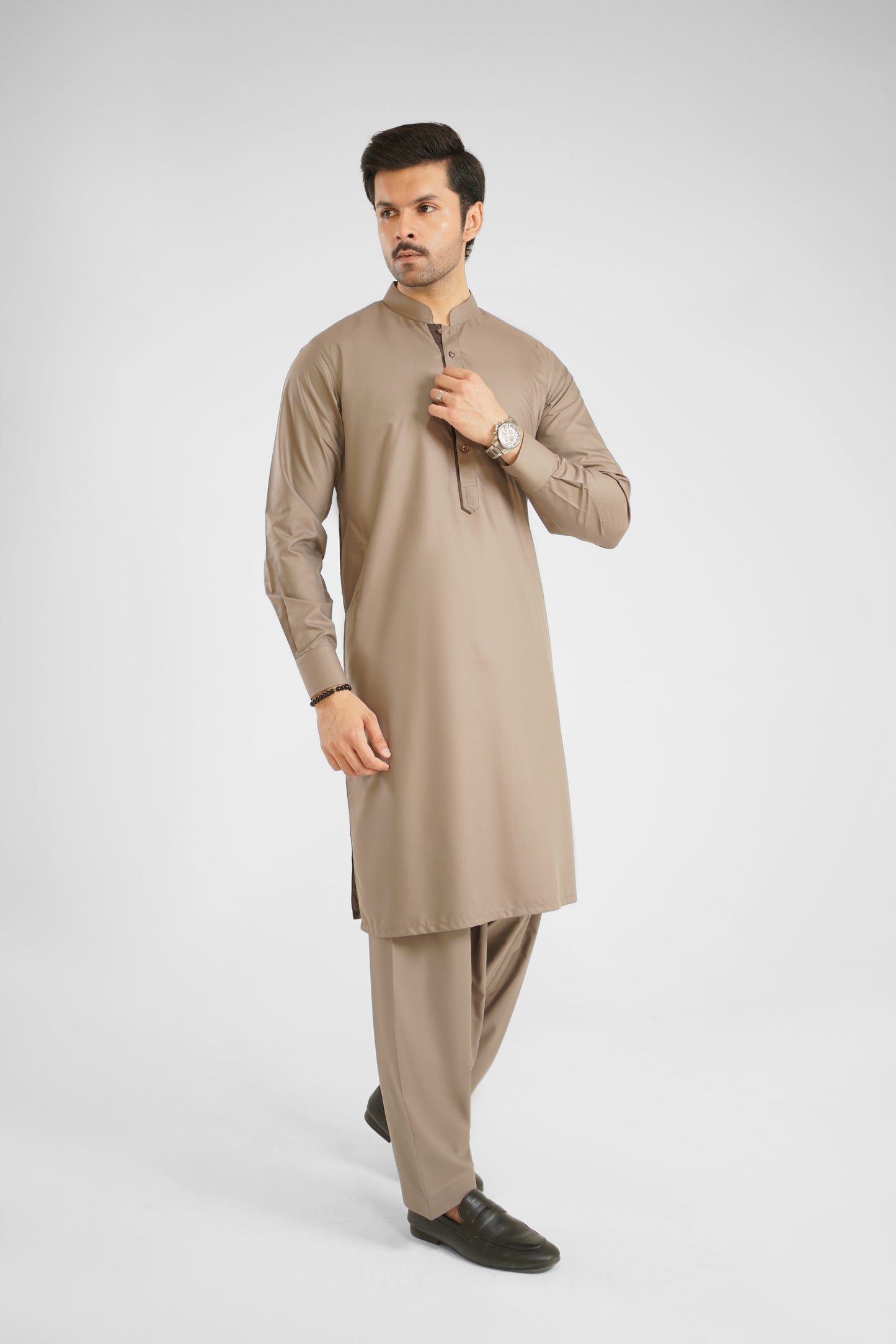 Men's W&W Blend Light Taupe Shalwar Kameez - 112011