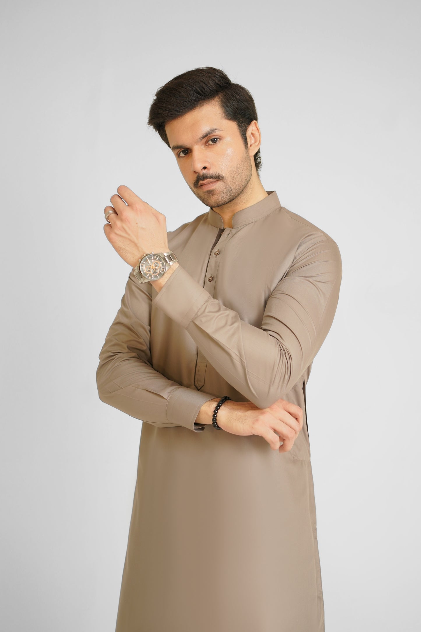 Men's W&W Blend Light Taupe Shalwar Kameez - 112011