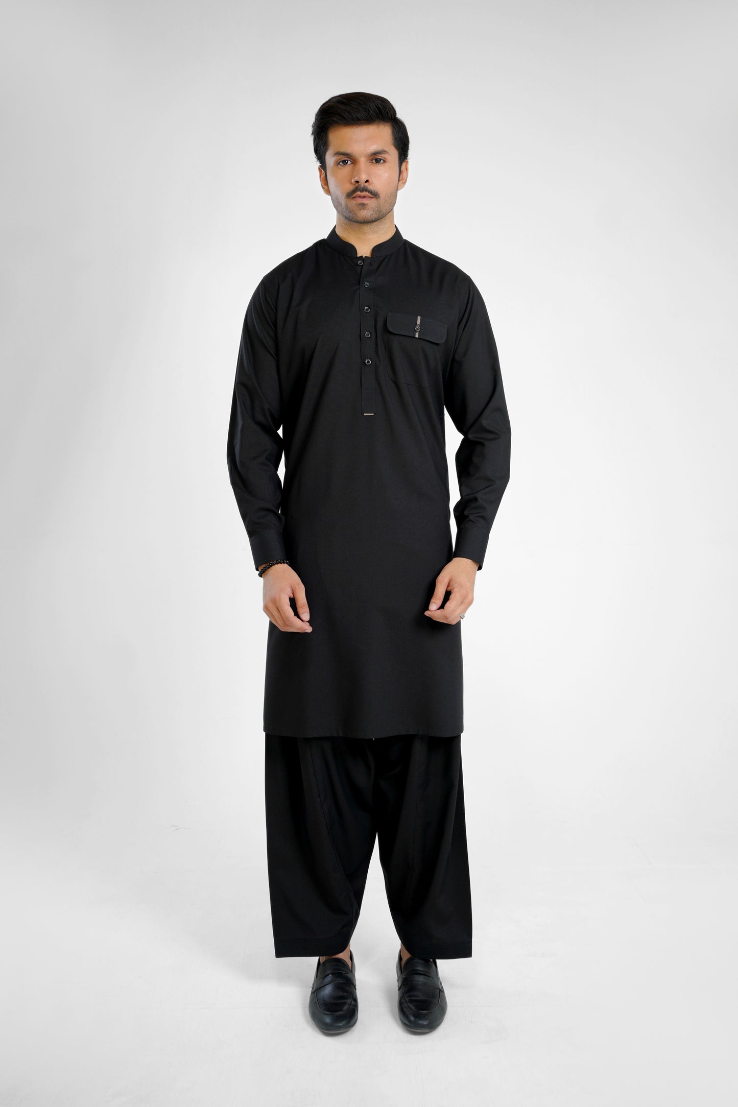 Men's W&W Blend Midnight Black Shalwar Kameez - 112009