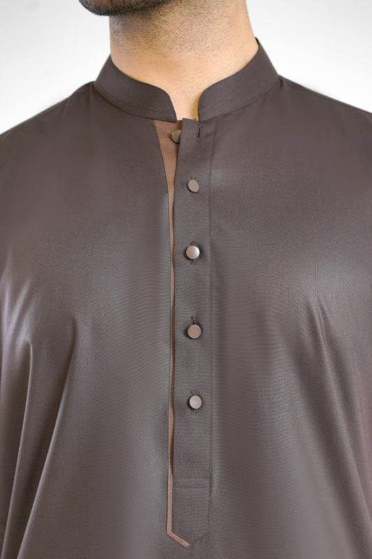 Men's W&W Blend Mocha Brown Shalwar Kameez - 112017