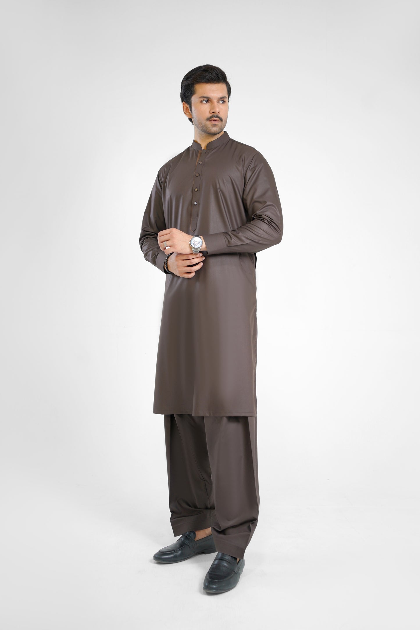Men's W&W Blend Mocha Brown Shalwar Kameez - 112017