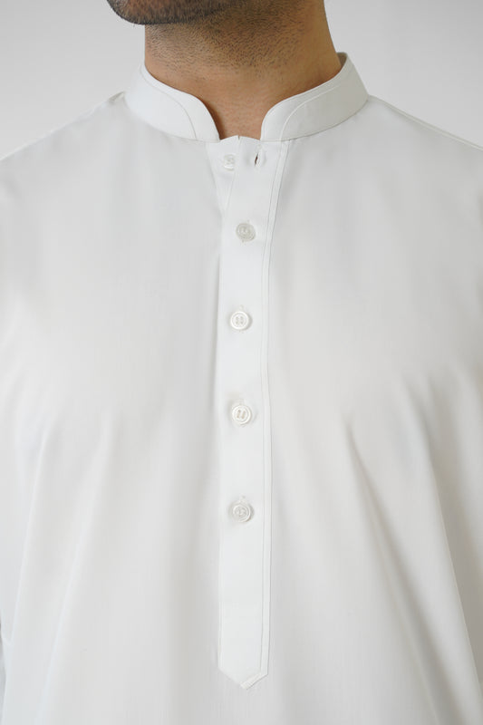 Men's W&W Blend Pearl White Shalwar Kameez - 112015