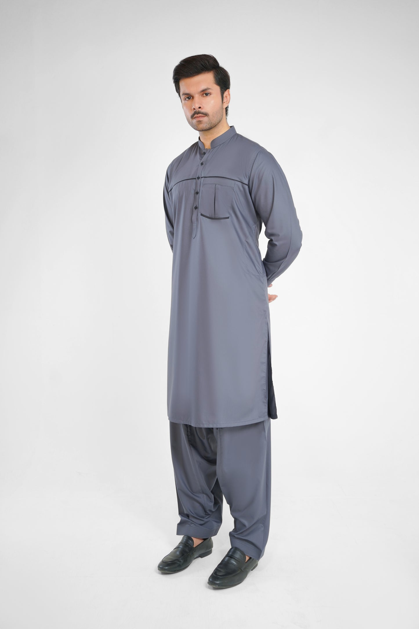 Men's W&W Blend Slate Gray Shalwar Kameez - 112013