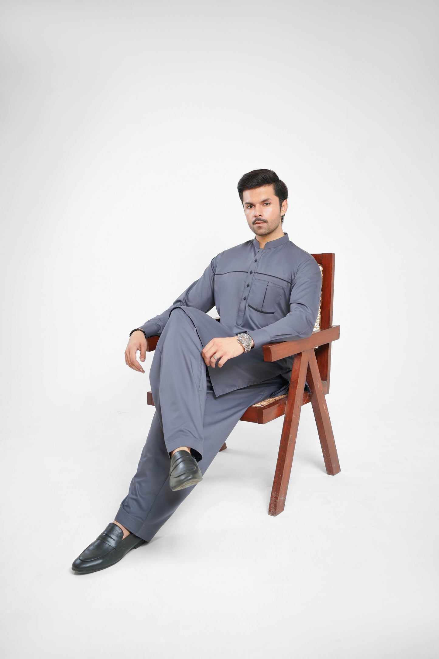 Men's W&W Blend Slate Gray Shalwar Kameez - 112013