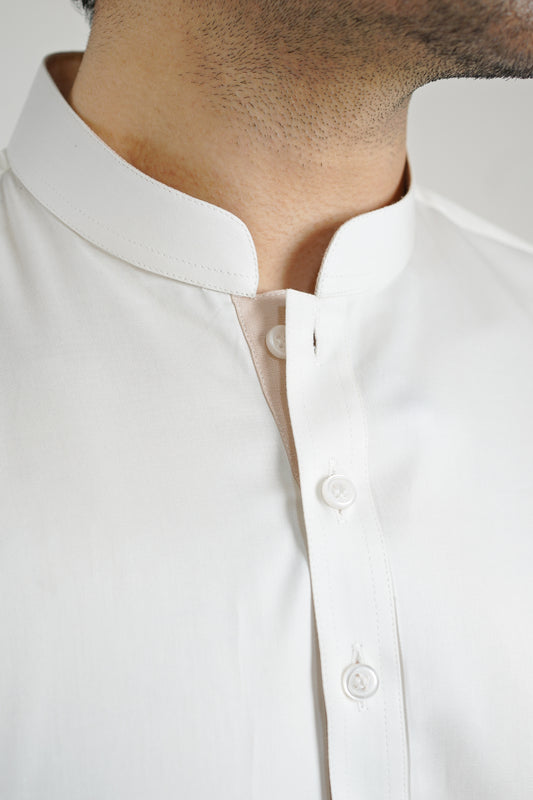 Men's White Cotton Shalwar Kameez - 111022