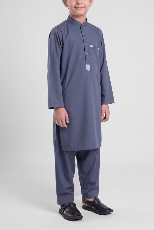 Boys' Slate Navy TR Shalwar Kameez - 223001 – three-quarter