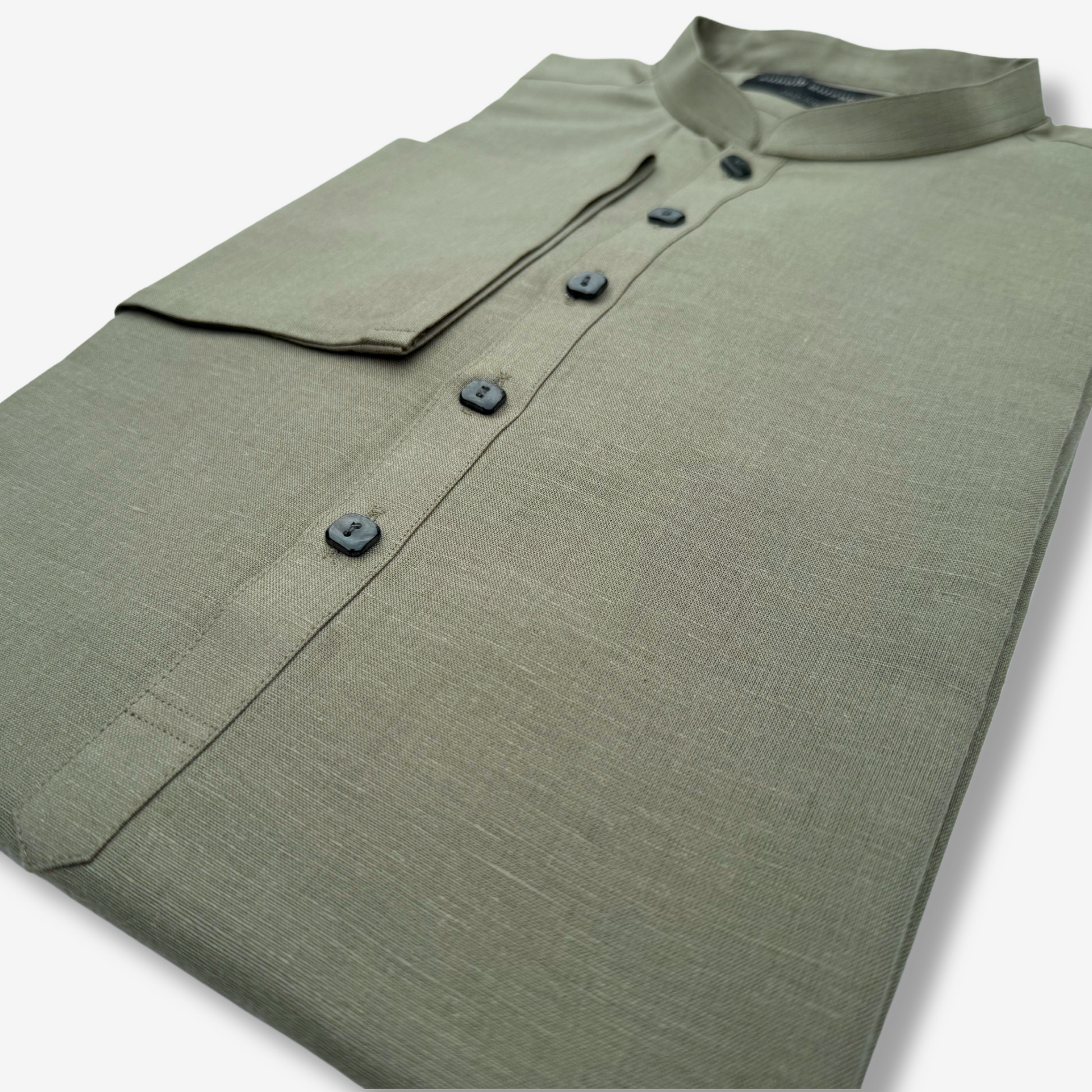 Men's Ash Green Cotton Kurta - 551006