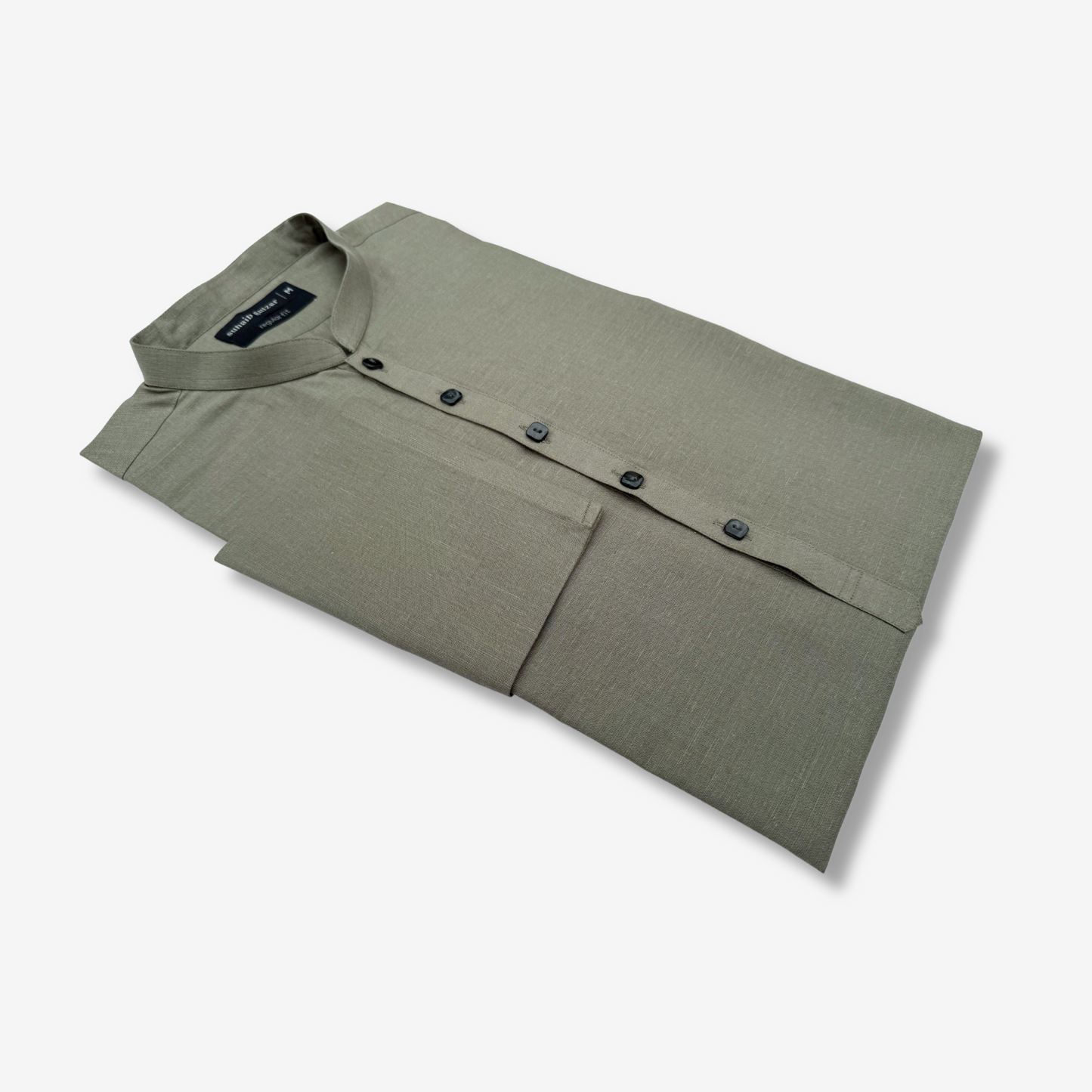 Men's Ash Green Cotton Kurta - 551006
