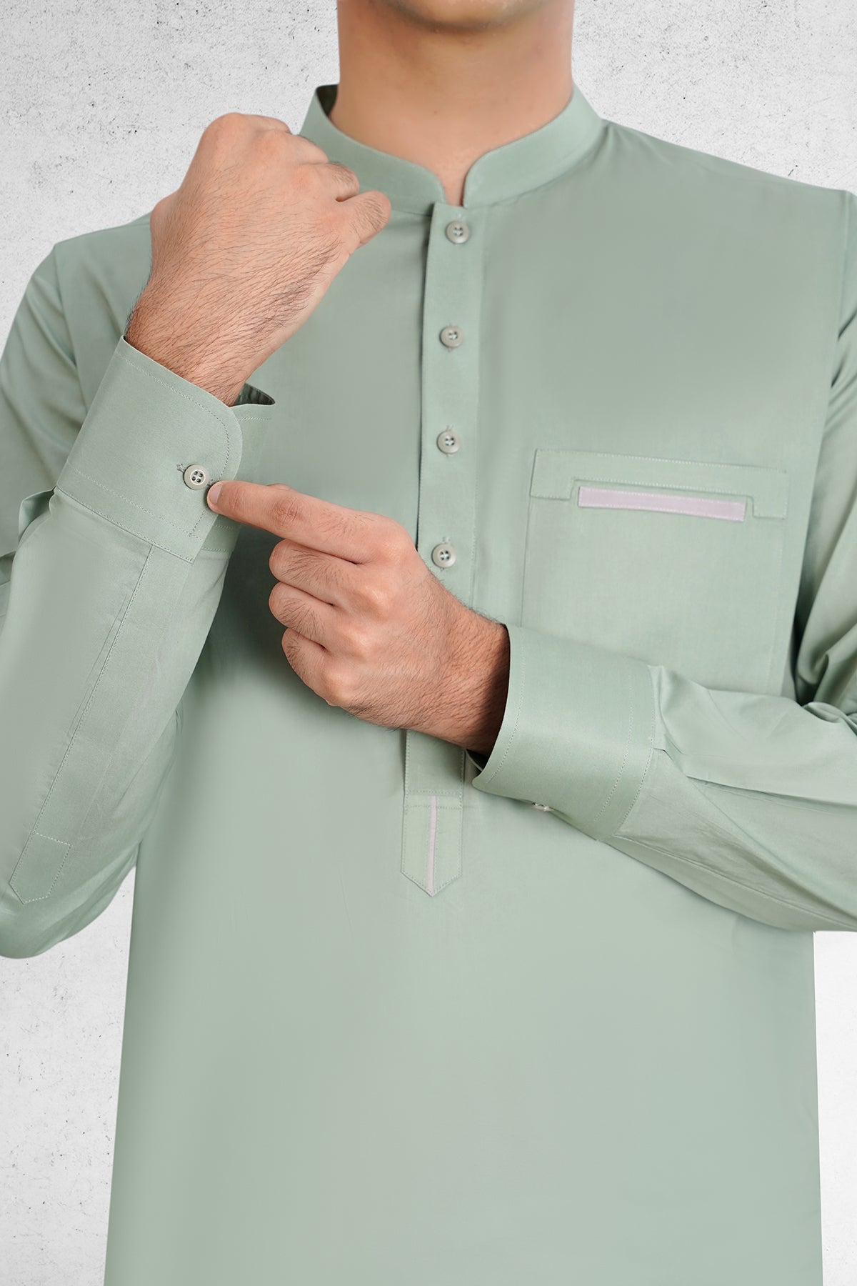Men's Ash Green Shalwar Kameez - 111027