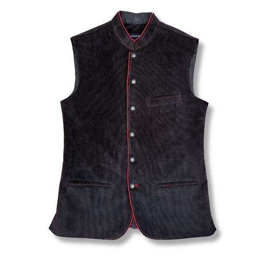 Men's Black Corduroy Waistcoat - 224002