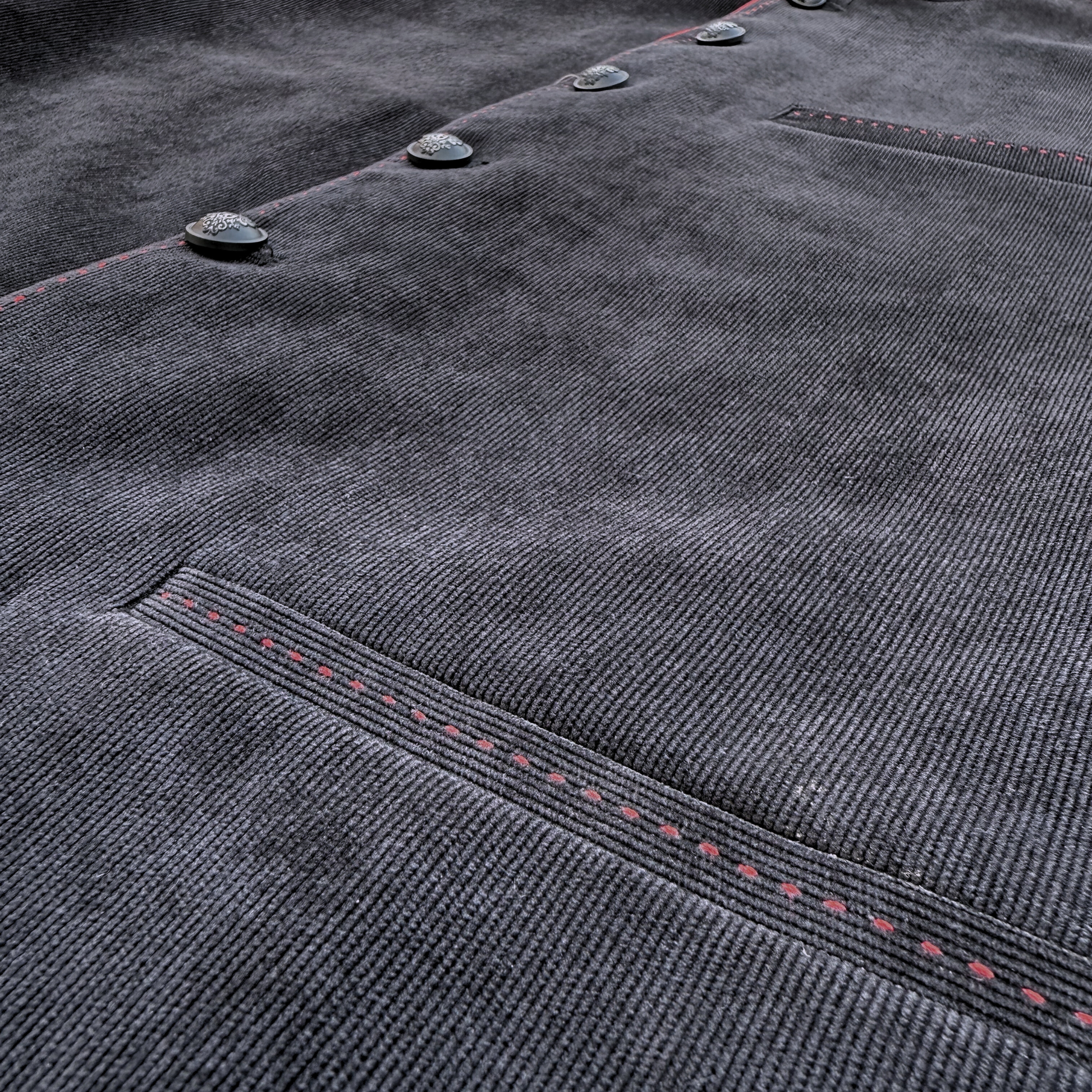 Men's Black Corduroy Waistcoat - 224002