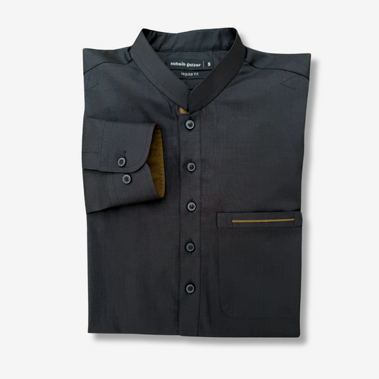 Men's Black Cotton Shalwar Kameez - 111004