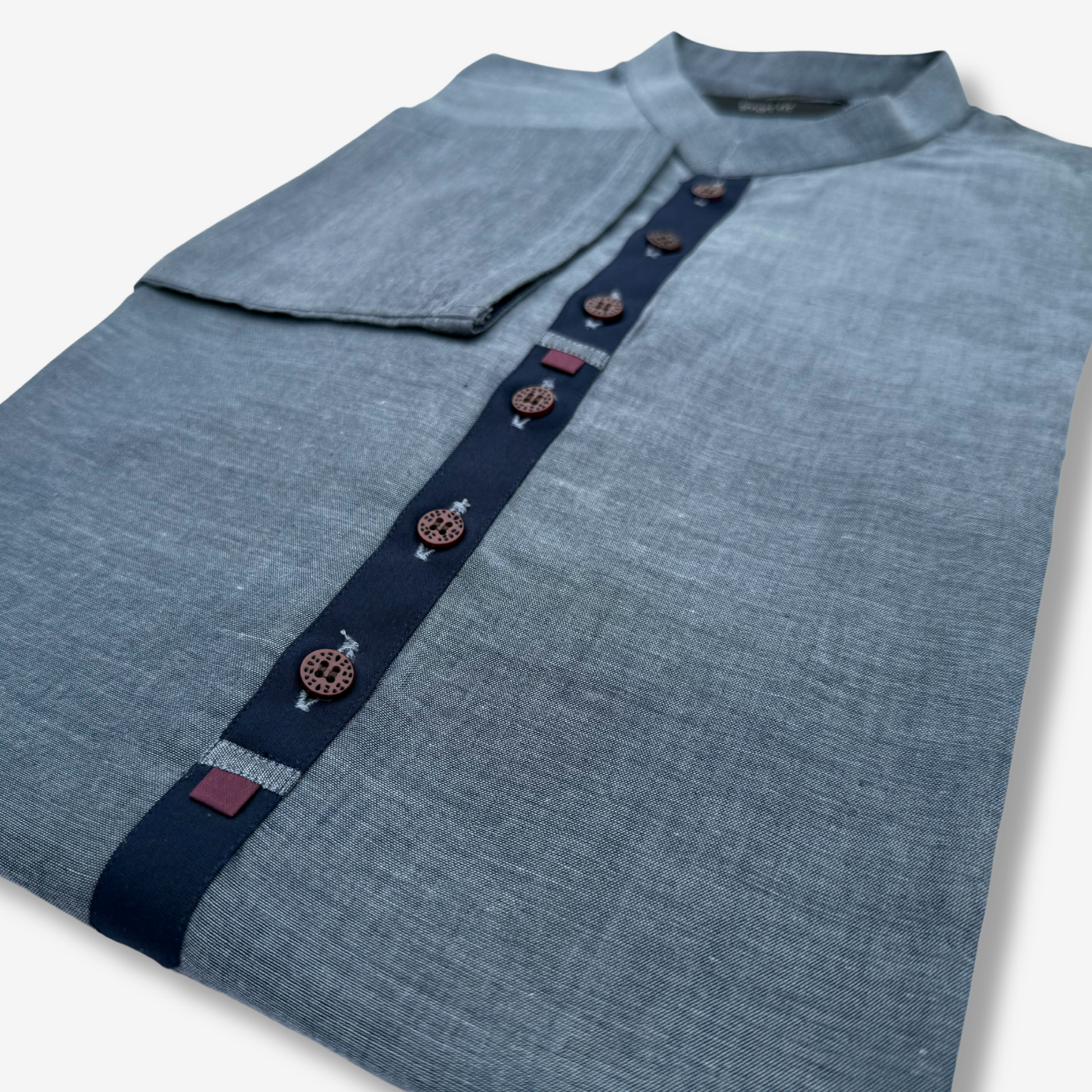 Men's Blue Cotton Kurta - 551001