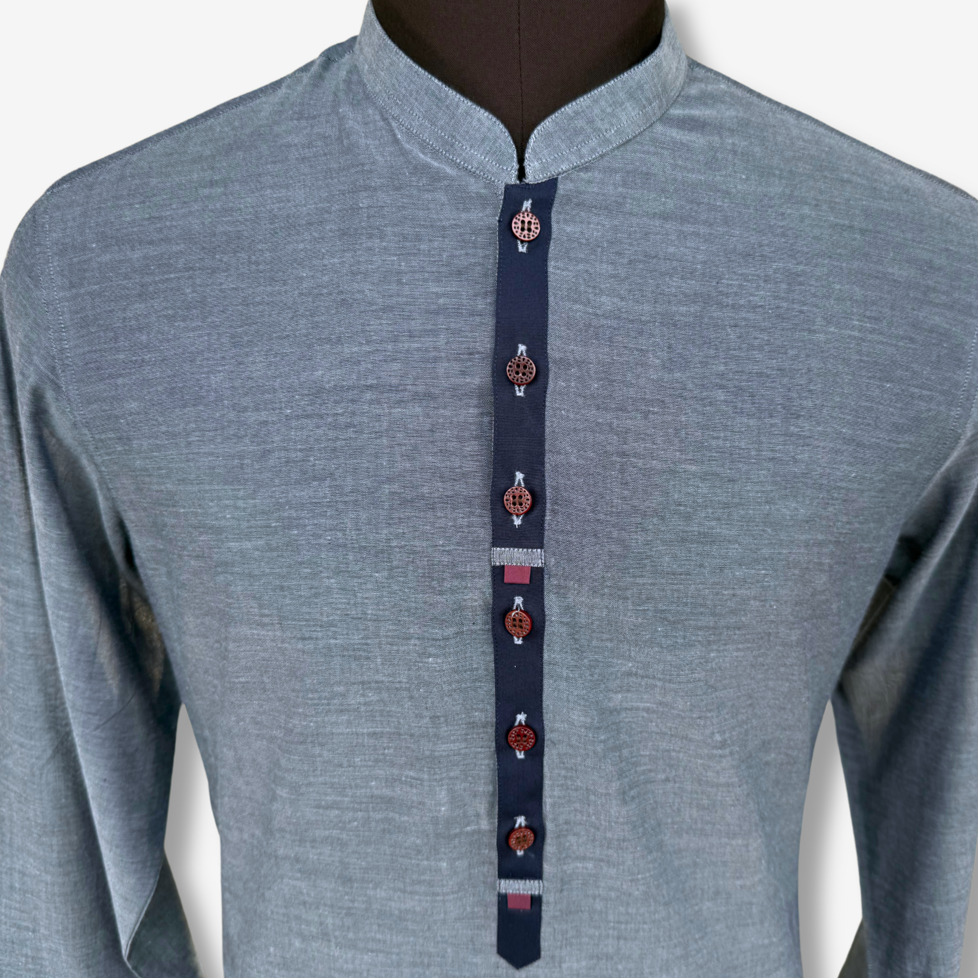 Men's Blue Cotton Kurta - 551001