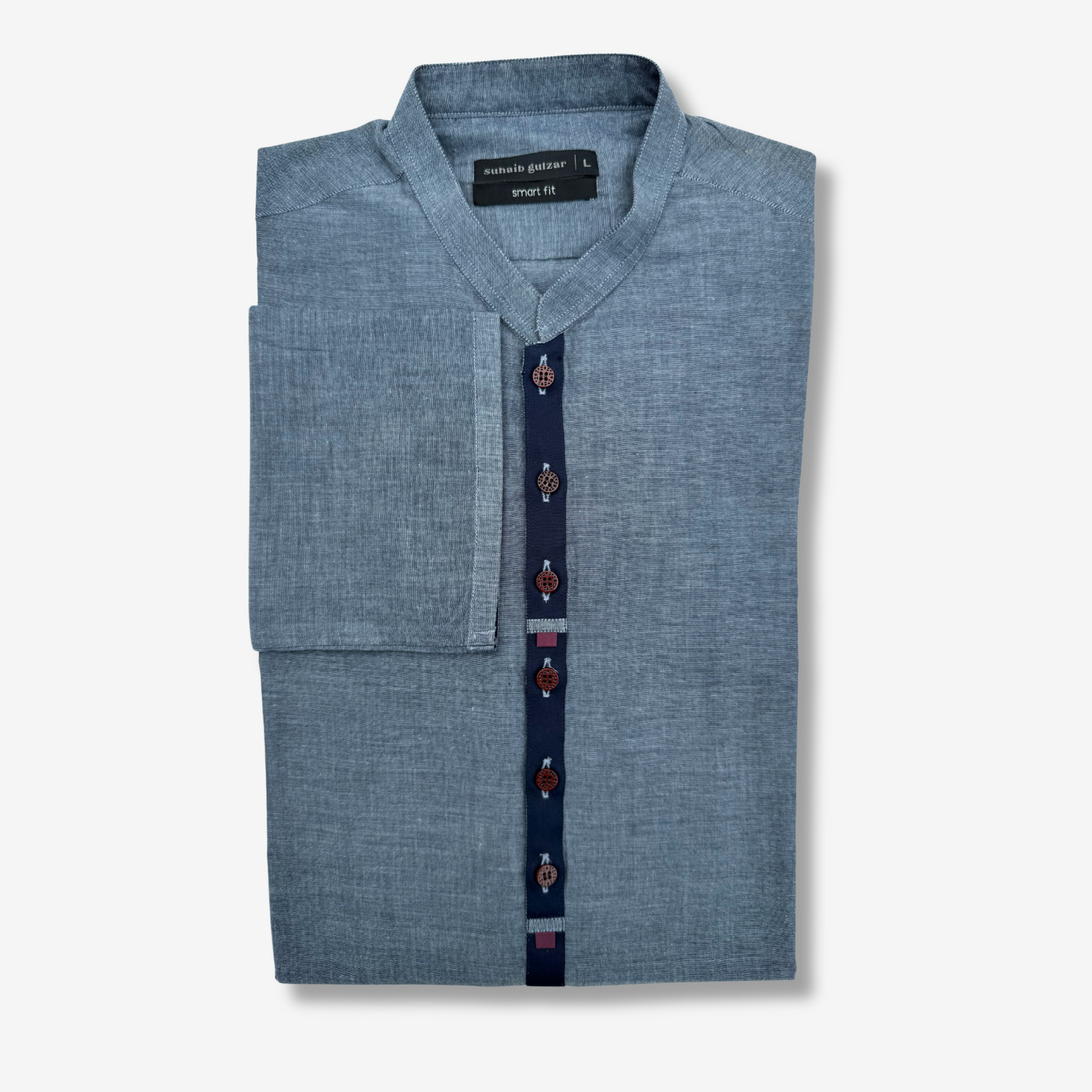 Men's Blue Cotton Kurta - 551001