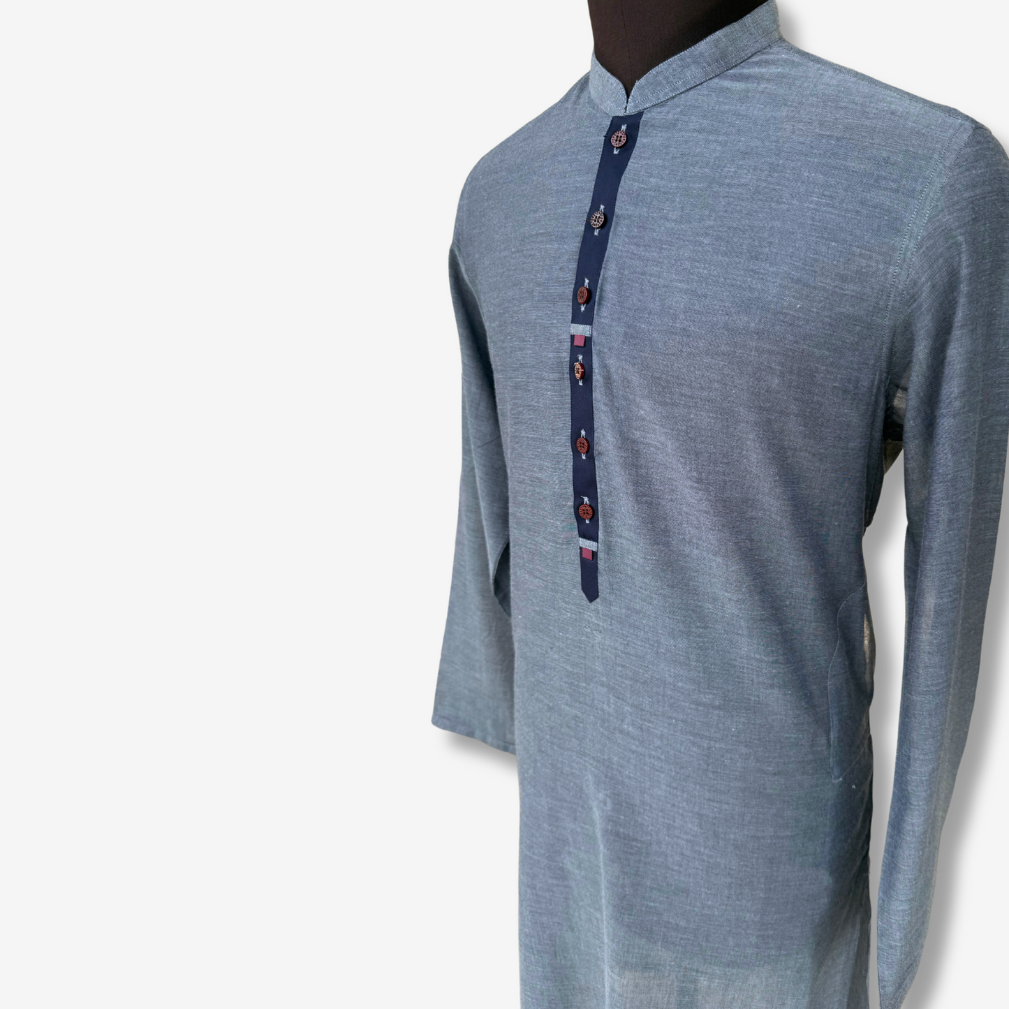 Men's Blue Cotton Kurta - 551001